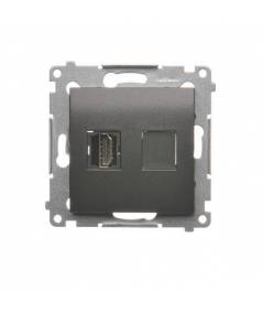 Simon54 - Gniazdo HDMI pojedyncze antracyt, metalizowany - DGHDMI.01/43