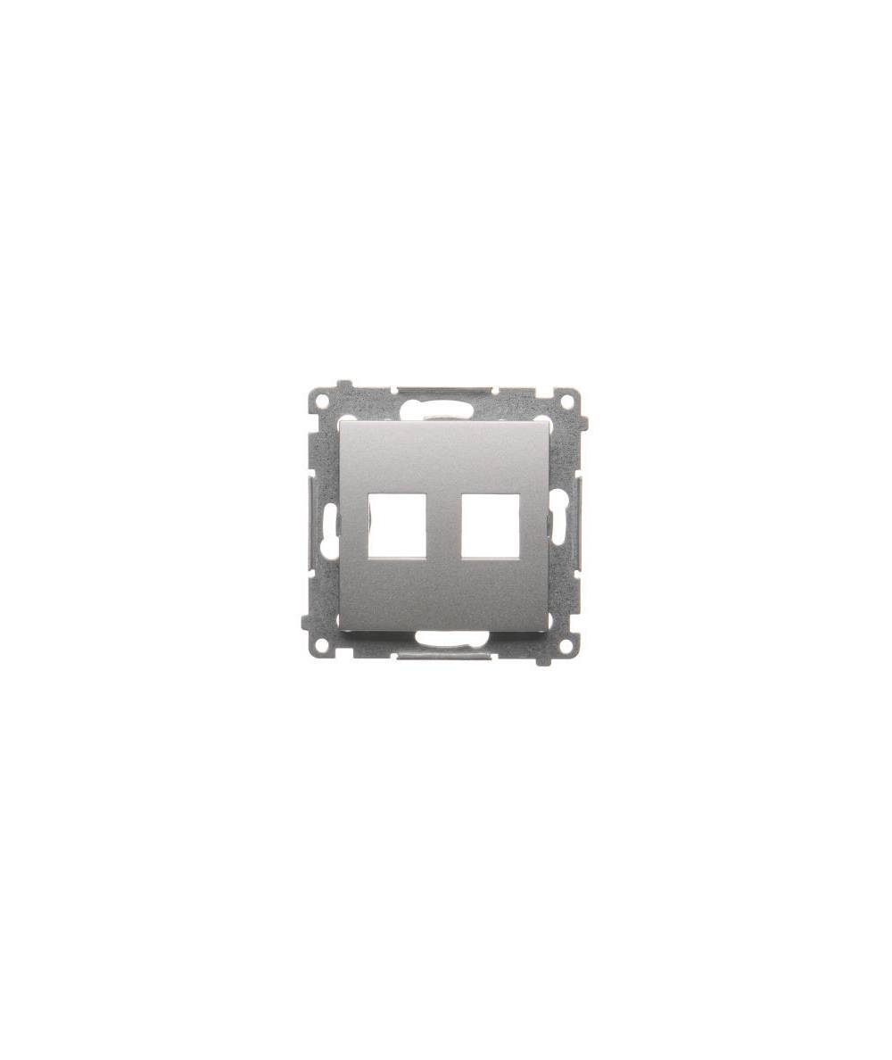 Simon54 - Pokrywa gniazd teleinformatycznych na Keystone płaska podwójna srebrny mat, metalizowany - DKP2.01/43