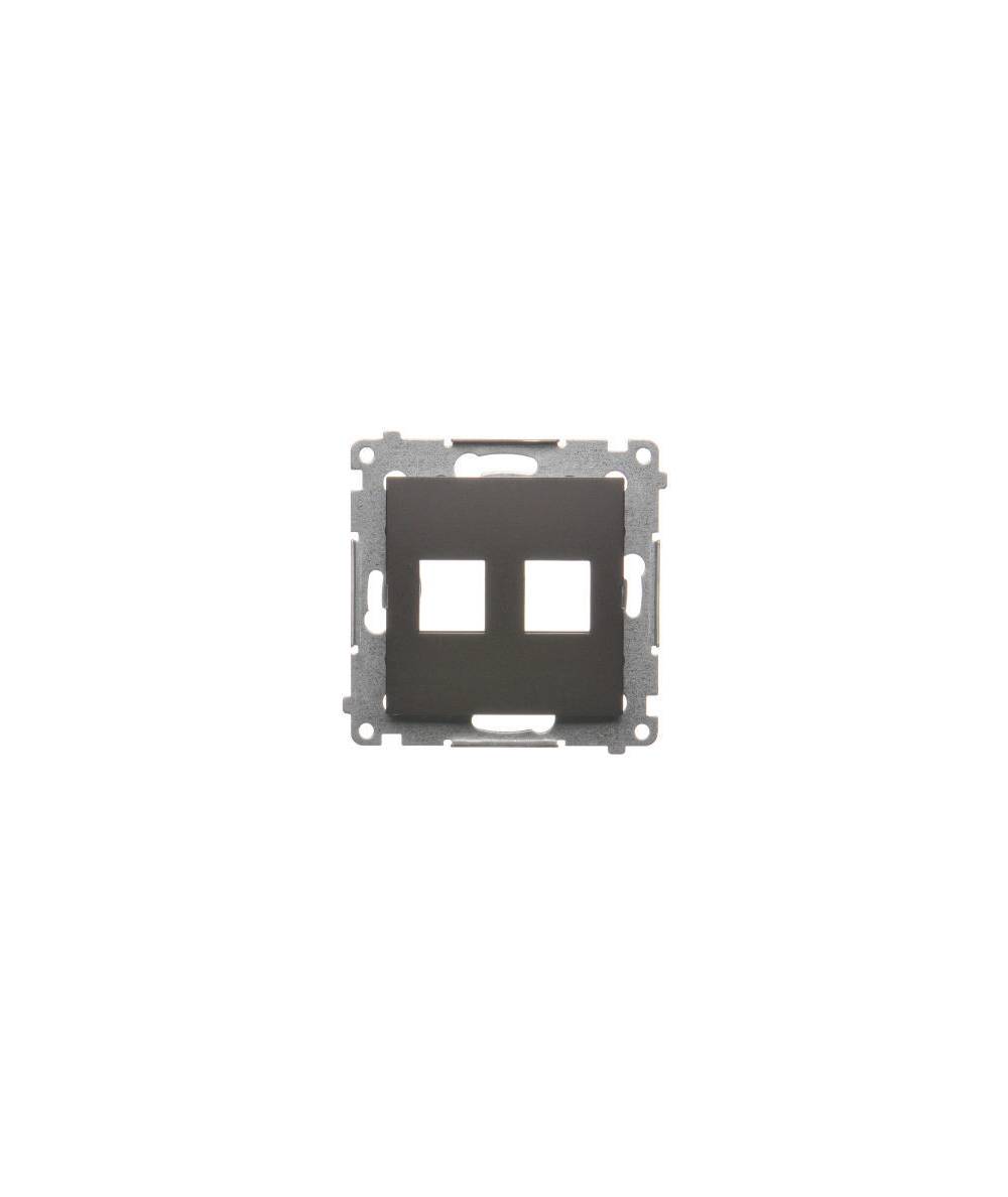 Simon54 - Pokrywa gniazd teleinformatycznych na Keystone płaska podwójna brąz mat, metalizowany - DKP2.01/46