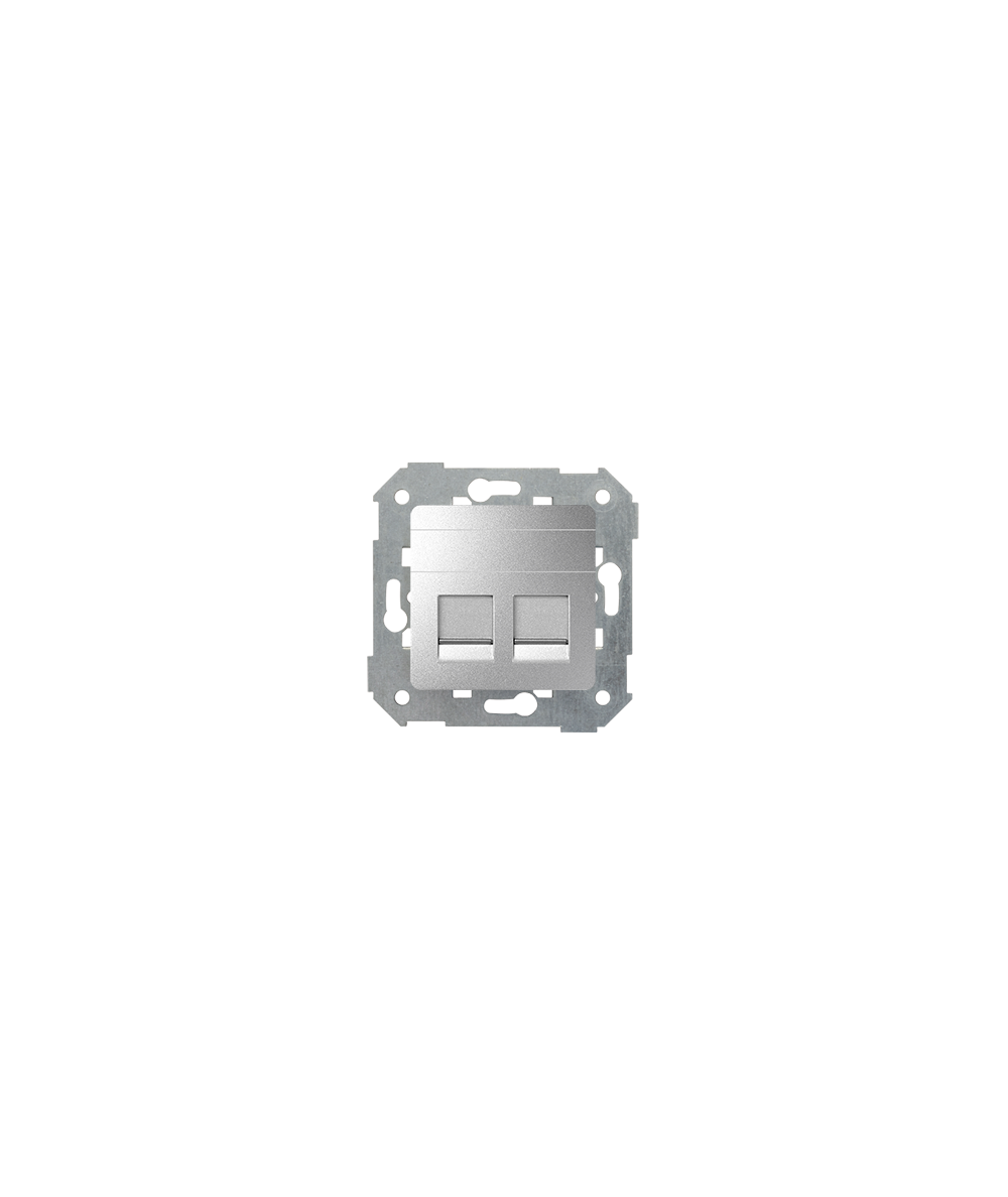 Simon82 - Pokrywa gniazd teleinformatycznych na Keystone płaska podwójna aluminium - 82006-93