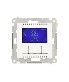 Simon 54 Regulator temperatury z wyświetlaczem (czujnik wewnętrzny lub sonda) biały DETD1A.01/11