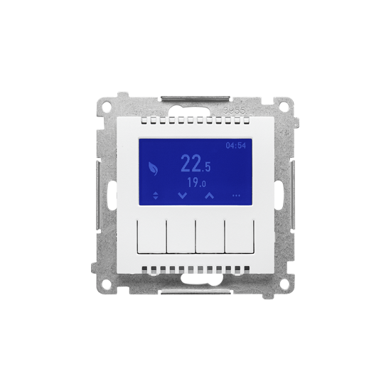 Simon 55 - Regulator temperatury z wyświetlaczem (czujnik wewnętrzny lub sonda) biały mat - TETD1A.01/111