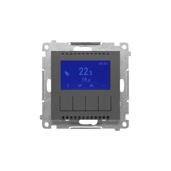 Simon 55 - Regulator temperatury z wyświetlaczem (czujnik wewnętrzny lub sonda) grafitowy mat - TETD1A.01/116