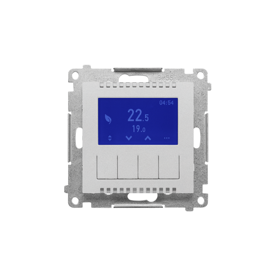 Simon 55 - Regulator temperatury z wyświetlaczem (czujnik wewnętrzny lub sonda) aluminium mat - TETD1A.01/143
